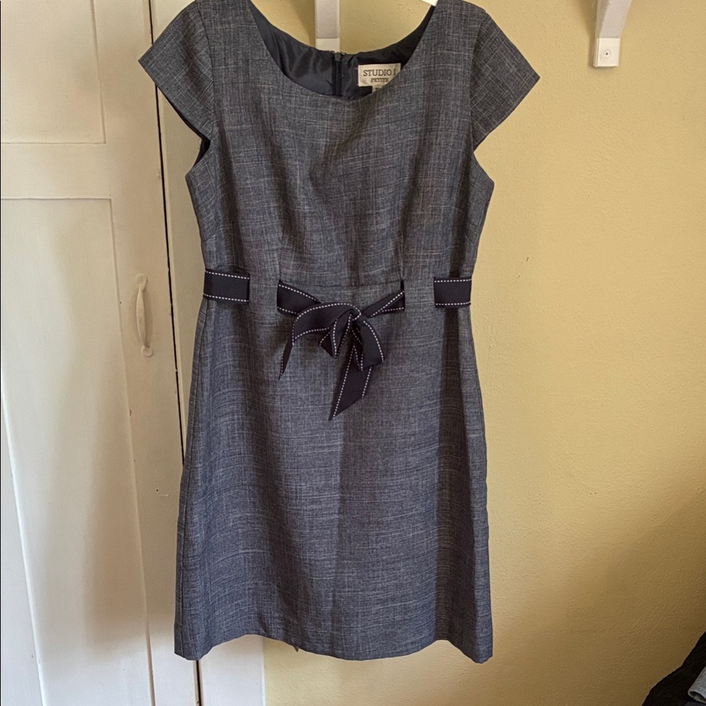 Studio Charcoal Mini Dress with Bow Accent